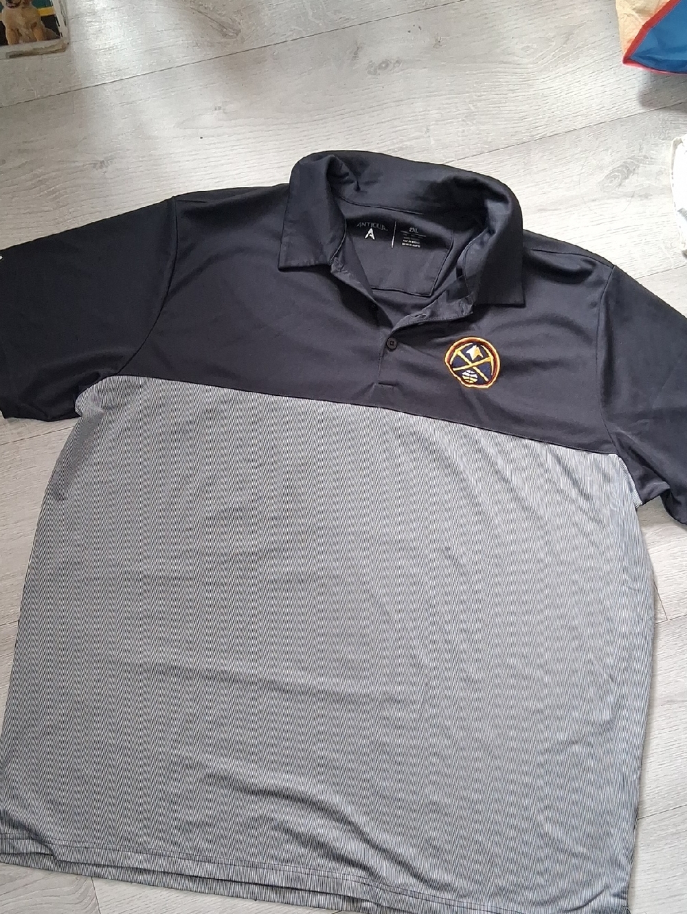 Antigua Black and Gray Denver Nuggets Polo